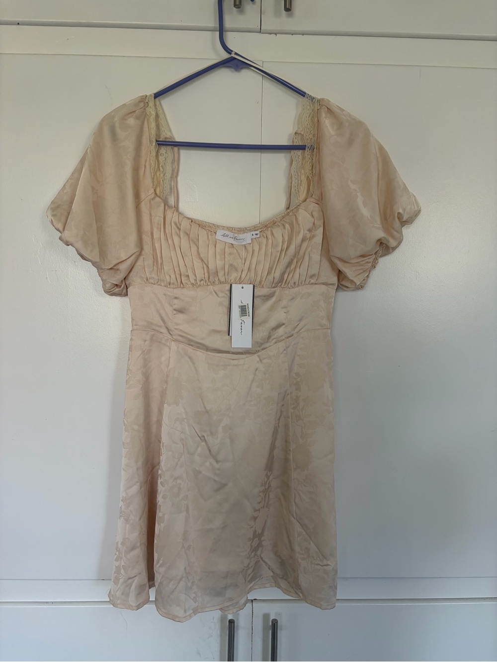Nordstrom All in Favor Champagne Pleated Bodice Dress